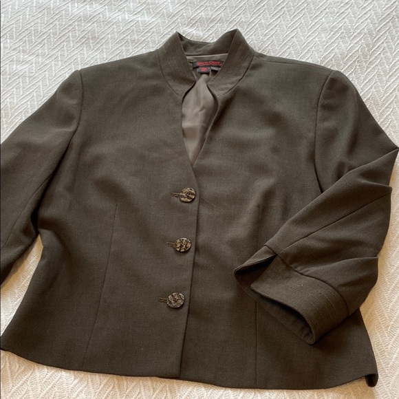 Simon Chang Women's Brown Suit Blazer and Wide Leg Trouser Dress Pant Minimalist - Picture 10 of 16